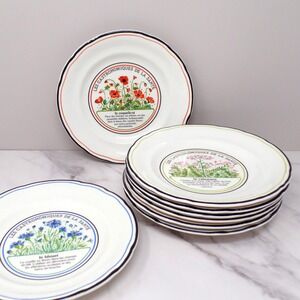 Gien Les Gastronomiques De La Sante, Le Jardin Enchante Plates - 8 in box